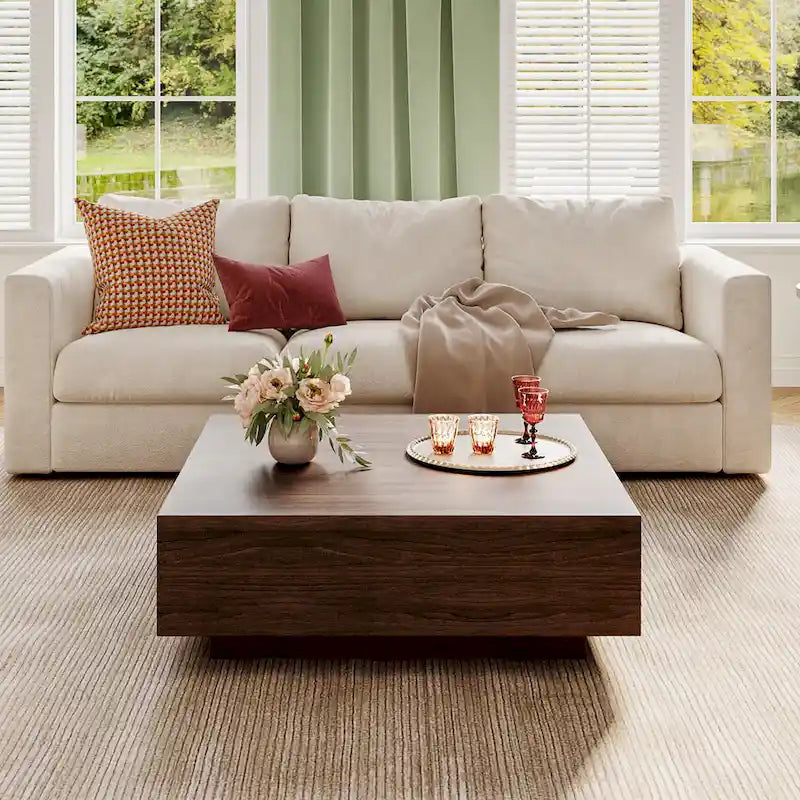 Mid-Century Modern Coffee Table with Storage – Fully Assembled