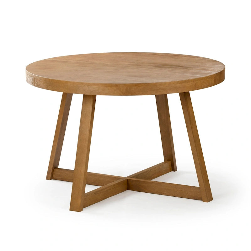 47" Round Solid Wood Dining Table – Wirebrush Finish, Seats 4 (Pecan / Seashell / Coastal White / Blonde)