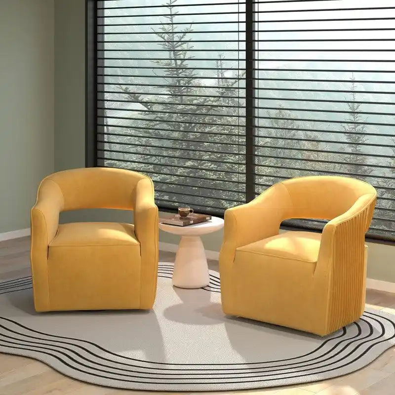 Velvet Open-Back 360° Swivel Accent Chair, Set of 2