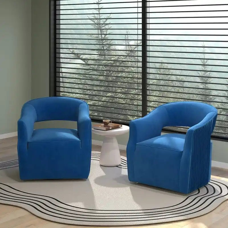Velvet Open-Back 360° Swivel Accent Chair, Set of 2