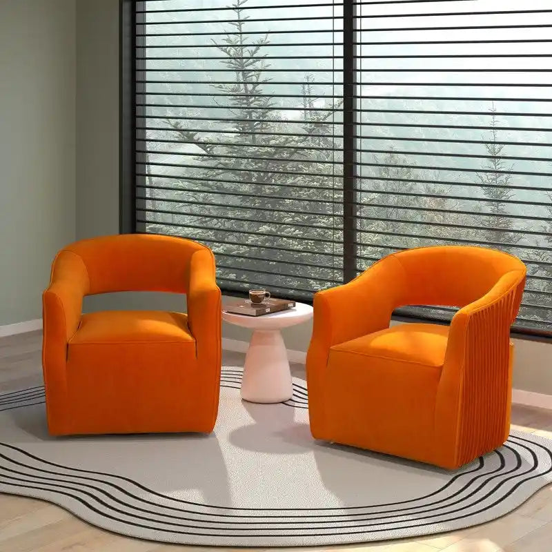 Velvet Open-Back 360° Swivel Accent Chair, Set of 2