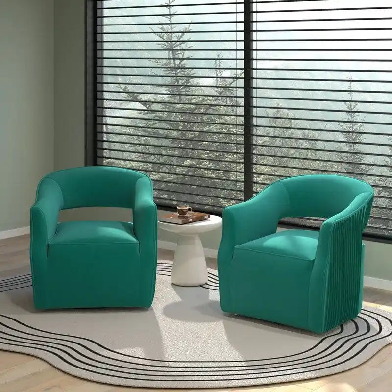 Velvet Open-Back 360° Swivel Accent Chair, Set of 2