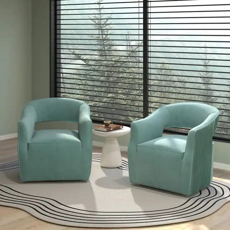 Velvet Open-Back 360° Swivel Accent Chair, Set of 2