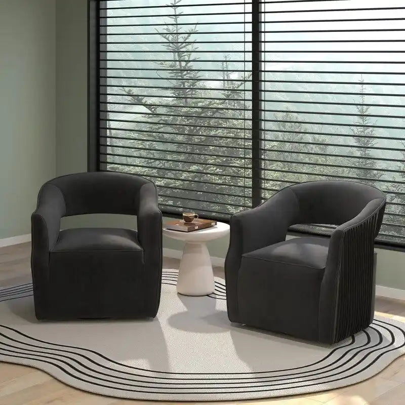 Velvet Open-Back 360° Swivel Accent Chair, Set of 2
