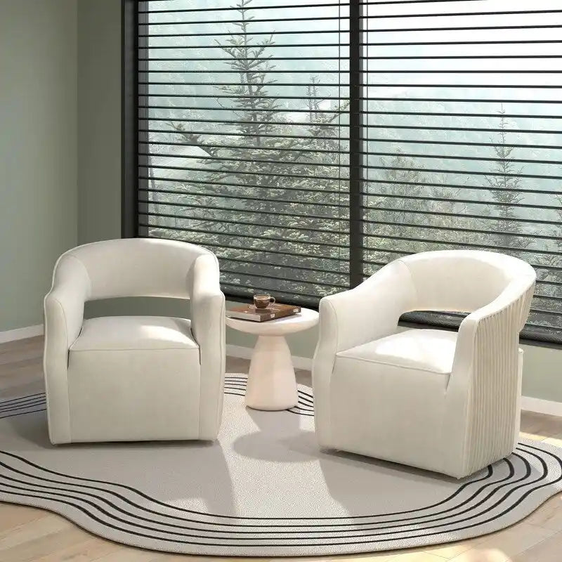Velvet Open-Back 360° Swivel Accent Chair, Set of 2