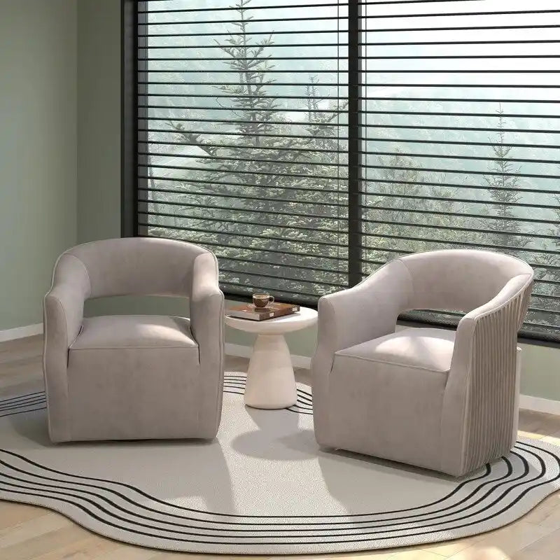 Velvet Open-Back 360° Swivel Accent Chair, Set of 2