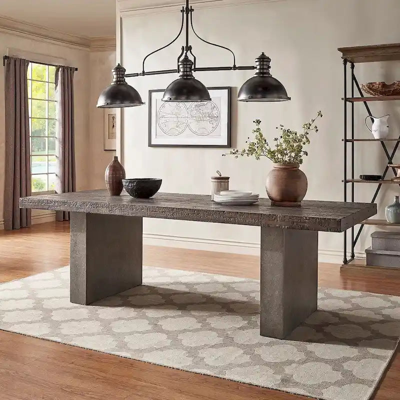 Brown Reclaimed Wood & Concrete Dining Table, Seats 8