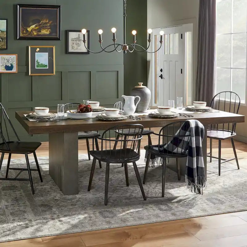 Brown Reclaimed Wood & Concrete Dining Table, Seats 8